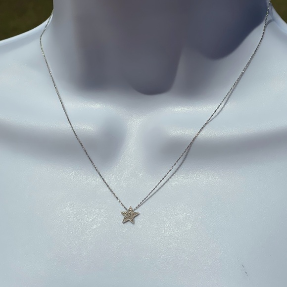 Estella Bartlett 14kt White Gold Diamond Star Pave 16in Necklace Pendant - Picture 8 of 10